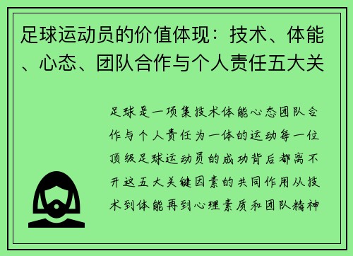 足球运动员的价值体现：技术、体能、心态、团队合作与个人责任五大关键因素分析